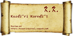 Kozári Kornél névjegykártya