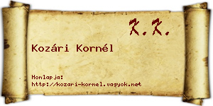 Kozári Kornél névjegykártya